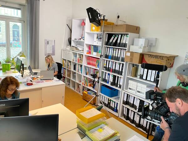 Das Verwaltungsbüro des fka bei TV-Aufnahmen